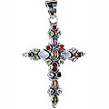 770: Silver Setting multi-color multi-stone  christian pendants