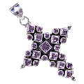 771: Silver Setting purple amethyst christian pendants