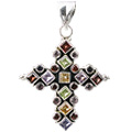 772: Silver Setting red multi-stone  christian pendants