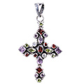 778: Silver Setting red,multi-color multi-stone  christian pendants