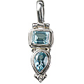 7968: Silver Setting blue blue topaz drop pendants