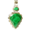 Design 8098: green malachite leaf pendants