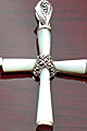 8434: Silver Beaded white, silver silver  christian pendants