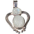 8496: Silver Setting white moonstone  art-deco pendants