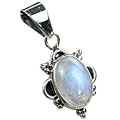 8507: Silver Setting white moonstone ethnic pendants