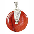 Design 8607: orange,white carnelian donut pendants