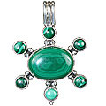 Design 8826: green malachite flower pendants