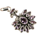 8883: Silver Setting purple amethyst flower pendants