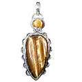 897: Silver Setting brown tiger eye pendants
