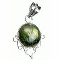 9096: Silver Setting green labradorite pendants