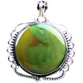 9118: Silver Setting Green,Yellow agate pendants