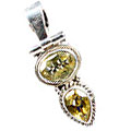 9130: Silver Setting yellow citrine  drop pendants
