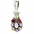 9135: Silver Setting green,red,white multi-stone pendants