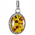 985: Silver Setting green,yellow amber pendants