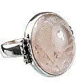 1562: Silver Setting pink rose quartz rings