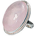 1564: Silver Setting pink rose quartz rings