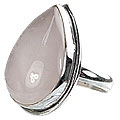1568: Silver Setting pink rose quartz  drop rings