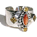 1701: Silver Setting orange,yellow sunstone rings