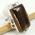 3118: Silver Setting brown tiger eye rings