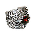 5059: Silver Setting red garnet  art-deco rings