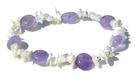 11441: Beaded purple,white amethyst chipped anklets