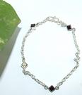 6510: Silver Setting red,white garnet anklets