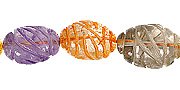 11765: Beaded Yellow,Purple,Brown multi-stone  carved beads