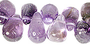 11776: Beaded brown,purple amethyst tear-drop beads