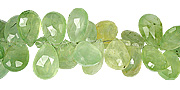 11791: Green prehnite  tear-drop beads