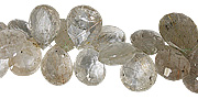 11795: Beaded gray golden rutile  faceted beads