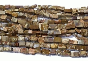 11824: Beaded brown quartz-crystal  rectangular beads