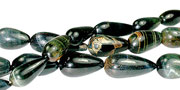 13364: Beaded black,brown tiger eye tear-drop beads