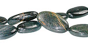 13365: Beaded black,brown tiger eye oval beads