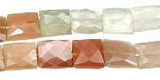 13392: Beaded brown,gray,orange moonstone  rectangular beads