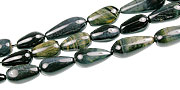 13400: Beaded black,brown tiger eye tear-drop beads