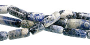 13406: Beaded blue,white sodalite tube beads