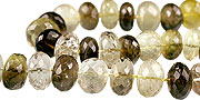 13432: Beaded brown,green,yellow lemon quartz faceted beads