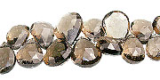 13651: Beaded brown smoky quartz  faceted beads