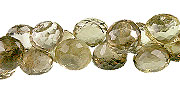 13652: Beaded brown,green,yellow lemon quartz briolettes beads