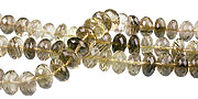 13658: Beaded brown,green,yellow lemon quartz rondelle beads
