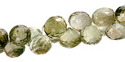 13921: Beaded brown,green,yellow lemon quartz briolettes beads