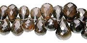 13964: Beaded brown smoky quartz  faceted beads