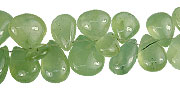 13965: Beaded green prehnite tear-drop beads