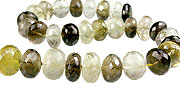 13967: Beaded brown,green,yellow lemon quartz faceted beads