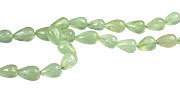 13975: Beaded green prehnite tear-drop beads