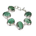 10098: Silver Setting green emerald bracelets