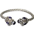 10294: Silver Setting Purple, White amethyst  ethnic bracelets