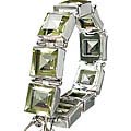 10379: Silver Setting Green lemon quartz bracelets