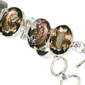 10438: Silver Setting Brown smoky quartz bracelets