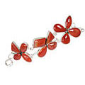 Design 10534: orange carnelian ethnic, flower bracelets